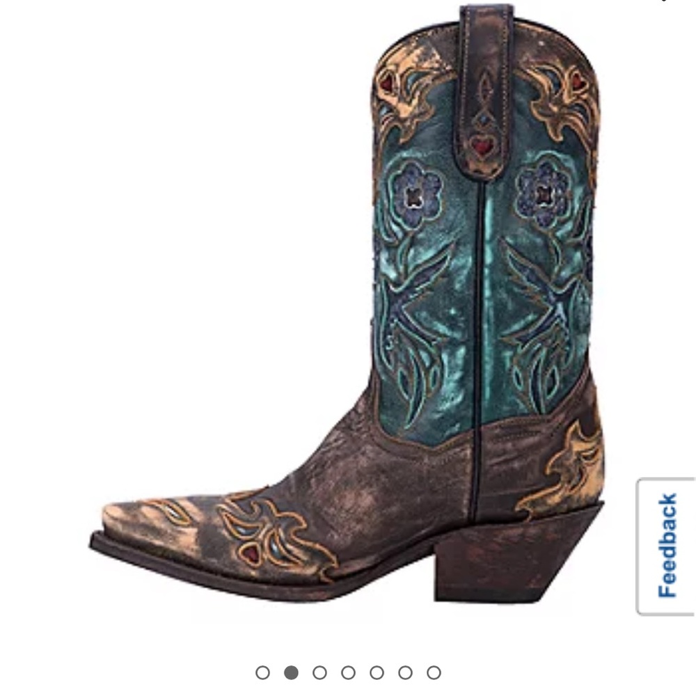 Dan Post Womens Vintage Bluebird Block Heel Cowboy Boots size 7.5
